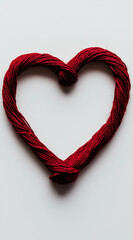 Fototapeta premium Herz aus rotem Garn auf hellem Hintergrund