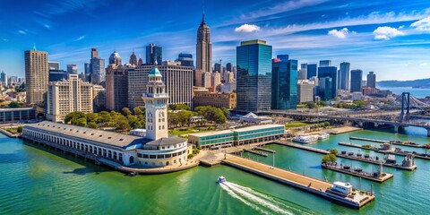 Aerial View of San Francisco Skyline from Embarcadero