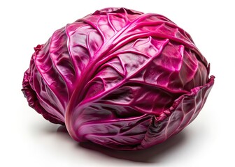 Fototapeta premium Aerial Red Cabbage, Healthy Food, White Background, Close Up