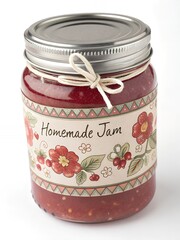 Homemade Strawberry Jam in Glass Jar Country Kitchen Decor