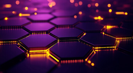 Fototapeta premium Leuchtendes Hexagon-Muster in futuristischem, digitalem Design