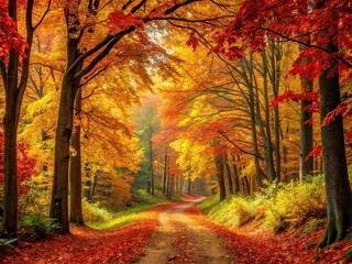 Obraz premium Autumn Forest Colorful Landscape with Copy Space