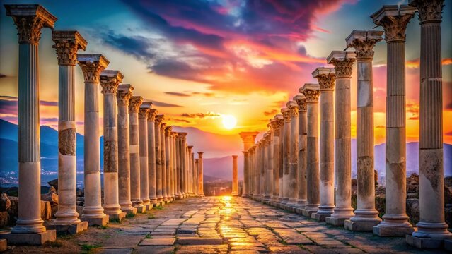 Ancient colonnaded street in Laodicea, Turkey