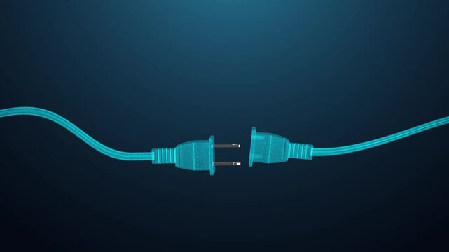 Electric Plug and Socket Connection. Digital Energy Transfer. 4K
