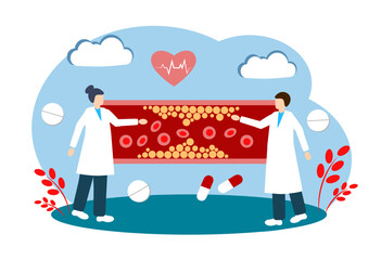 Coronary artery disease. Atherosclerosis. Cholesterol plaque