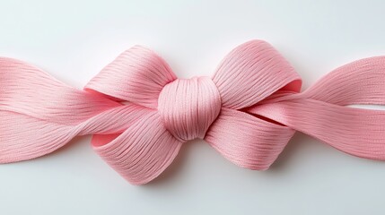 Crossed pink ribbon symbol for World Cancer Day on white isolated background.