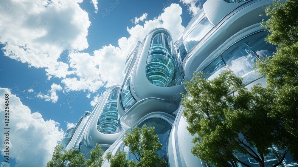 Aufkleber Futuristic Building Design Modern Architecture Sky