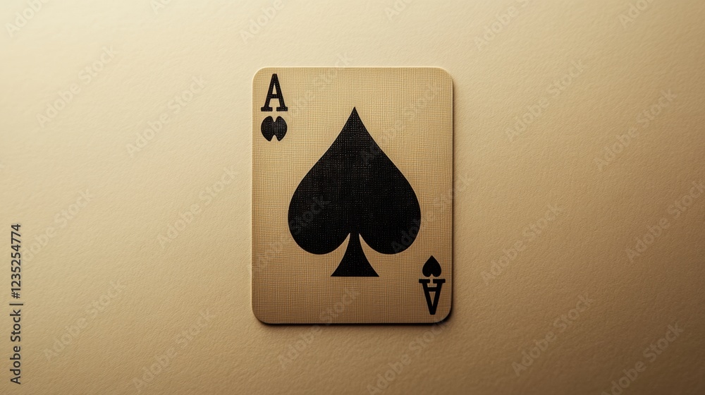 Aufkleber Black ace of spades card displayed on a smooth beige surface with soft lighting. Generative AI
