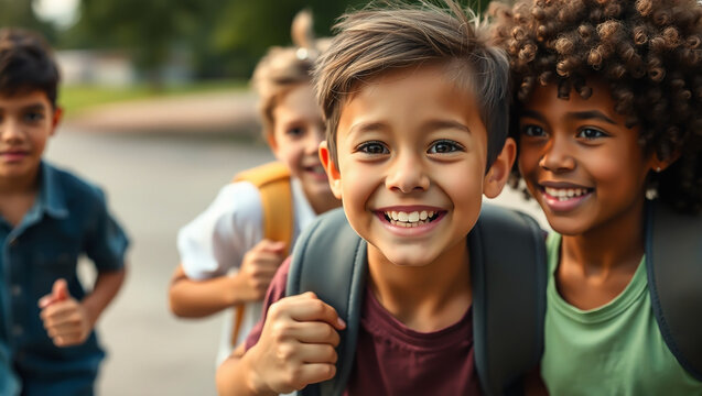 go back to school - Children running