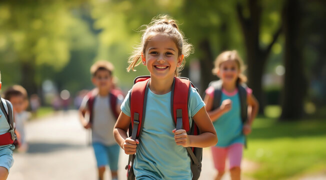 go back to school - Children running