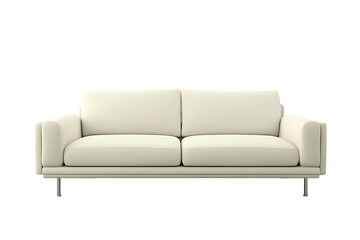 Modern design interior. Scandinavian sofa furniture, by plain isolated wall. 3d