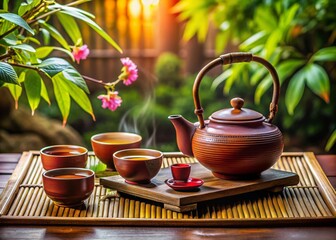 Asian Inspired Tea Ceremony with Traditional Clayware