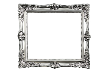 old antique silver frame over white with clipping path