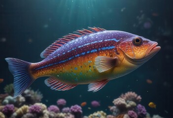 Flat fish with shimmering scales and vibrant colors ,  seafood dish,  seafood