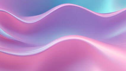 Fototapeta premium Minimalist holographic wave background, soft gradient blend of pastel blue, purple and pink tones, futuristic aesthetics