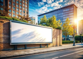 Obraz premium Blank Billboard Mockup on Street Wall - Panoramic Photography AI Art