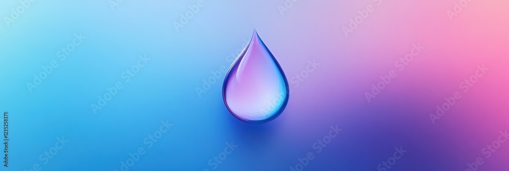 Poster Vibrant water droplet reflects colors on smooth surface creating a beautiful visual effect. Generative AI