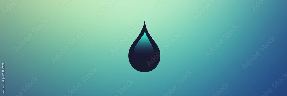 Fototapete Water droplet silhouette on a smooth gradient background with a calming effect and minimalistic design. Generative AI