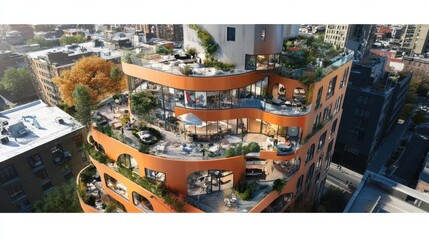 Modern Architectural Design Featuring Terraces and Lush Greenery