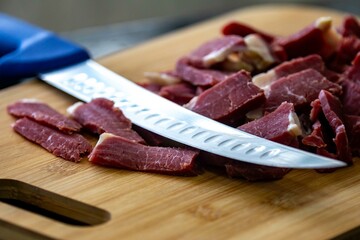 Traditional rustic salted sun-dried meat
