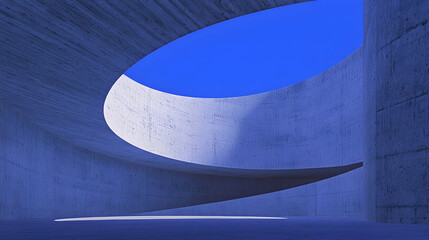 Obraz premium Abstract concrete architecture, circular skylight, interior design, modern building