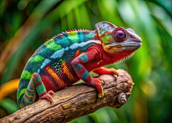 Obraz premium Chameleon on Branch - Rule of Thirds Nature Photography