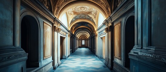 Obraz premium Majestic Palace Corridor: A Glimpse into Architectural Grandeur