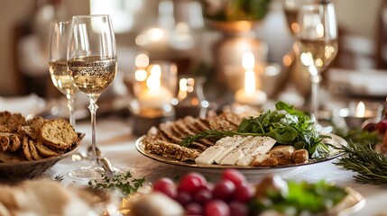 Common Passover Foods are set on the dinner table