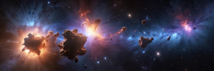 Fototapeta premium Galaxy cluster background with stars and nebulae in deep space, stars, galaxy