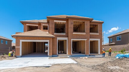 New Home Construction Underway Two Story House Frame