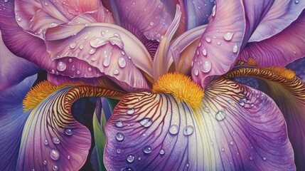 Dew Kissed Iris Petals A Vivid Floral Display