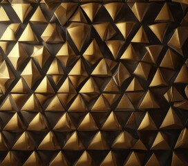 Obraz premium Geometric pattern of golden triangles and circles, minimalist art, geometric pattern