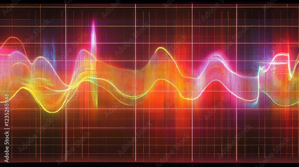 Poster Vibrant Colorful Waveforms Displayed On A Grid