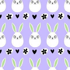 Easter eggs seamless rabbits pattern for wrapping paper and fabrics and linens and kids clothes print and spring party accessories