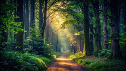 Fototapeta premium Dark Forest Pathway - AI Photorealistic Landscape