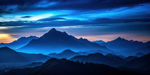 Fototapeta premium Dark Mountain Night Minimalist Landscape AI Art