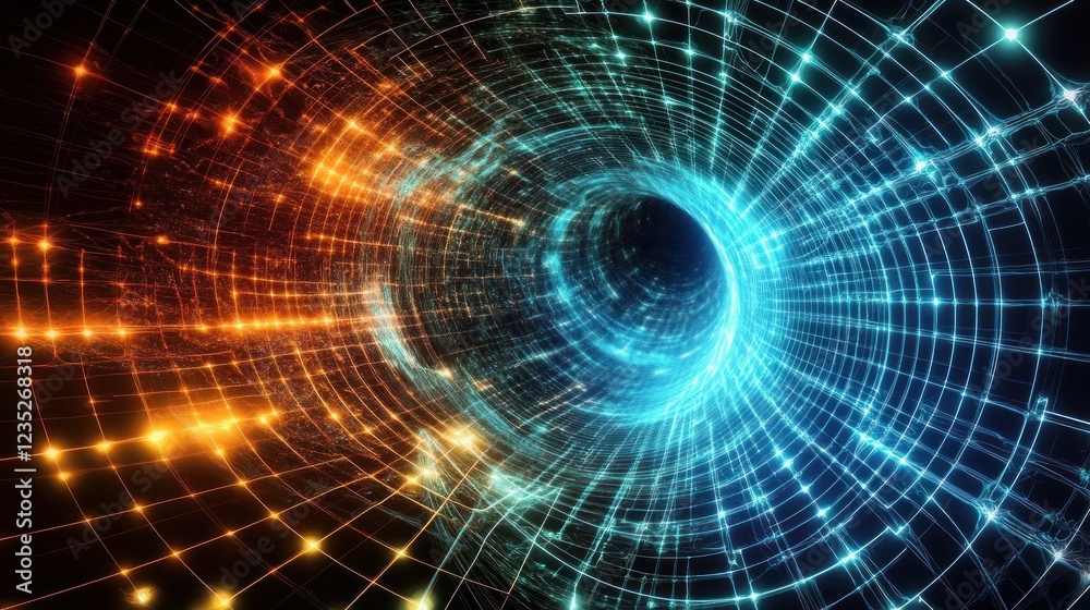 Aufkleber Abstract Digital Tunnel Of Light And Data Streams