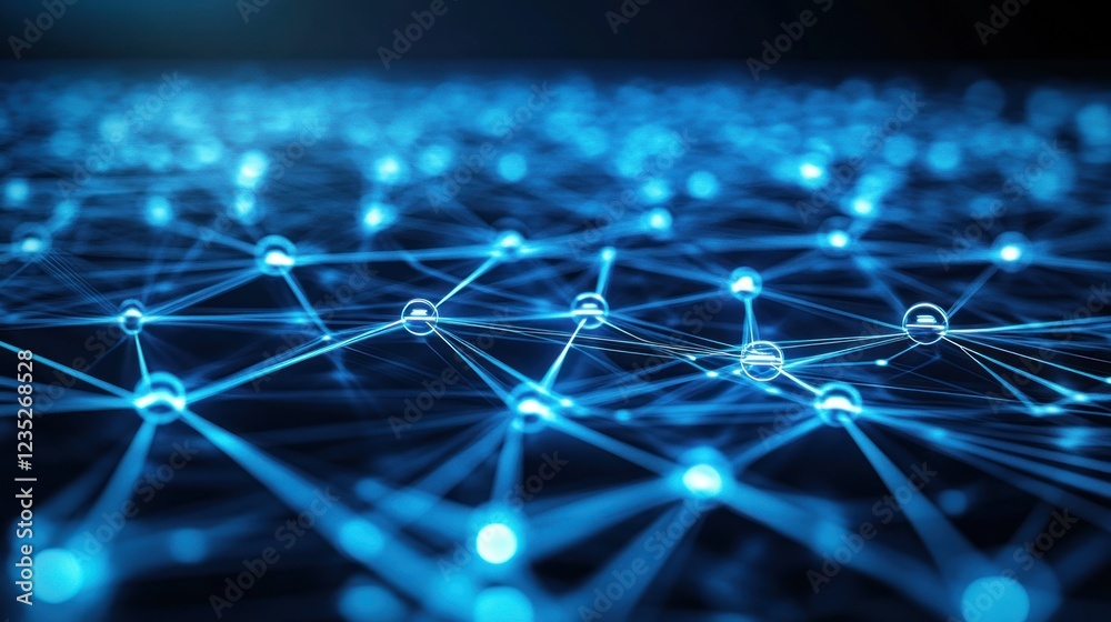 Poster abstract network nodes illuminate digital connections
