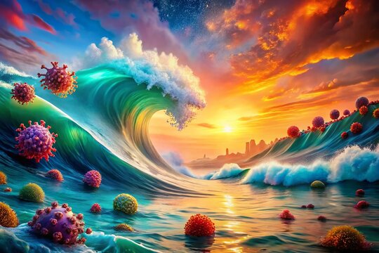 Colorful Abstract Landscape Representing Covid-19 Global Pandemic