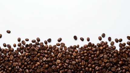 Delight in the rich hue of coffee beans framed in a serene watercolor backdrop, inviting your senses to indulge.
