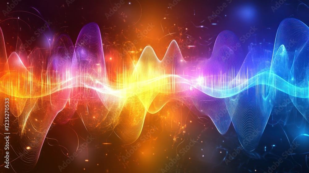 Poster abstract colorful waveform energy visualization