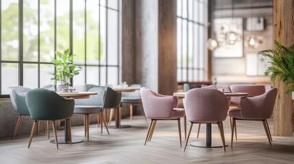 Generative AI of chairs and tables in light room