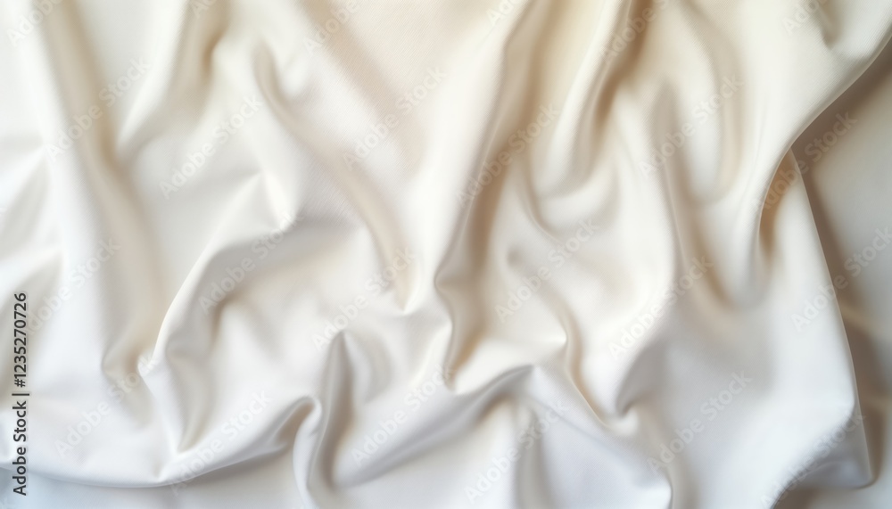 Poster white linen fabric texture background. natural linen material. crumpled fabric. top view. abstract t