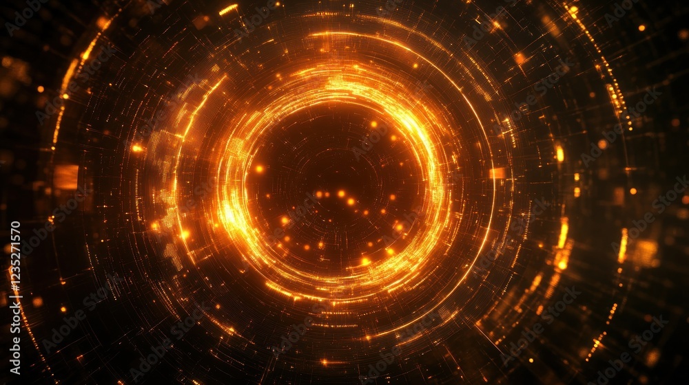 Aufkleber abstract orange digital circular light pattern