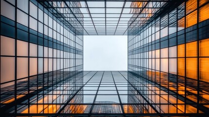 Modern Glass Building Architecture Skyward View