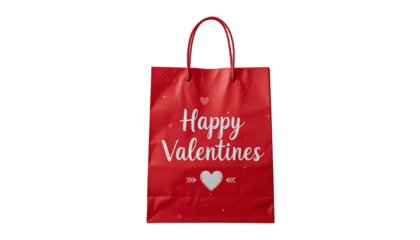Red Valentines Day Gift Bag Design Elegant Romantic Festive Holiday Present Package Shopping Bag Mockup  Studio Photography  Isolated Background joy  