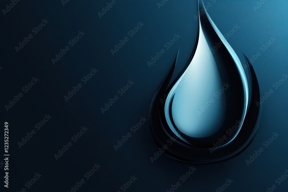 Poster water droplet illustration on a dark background showcasing fluidity and elegance in design. generati