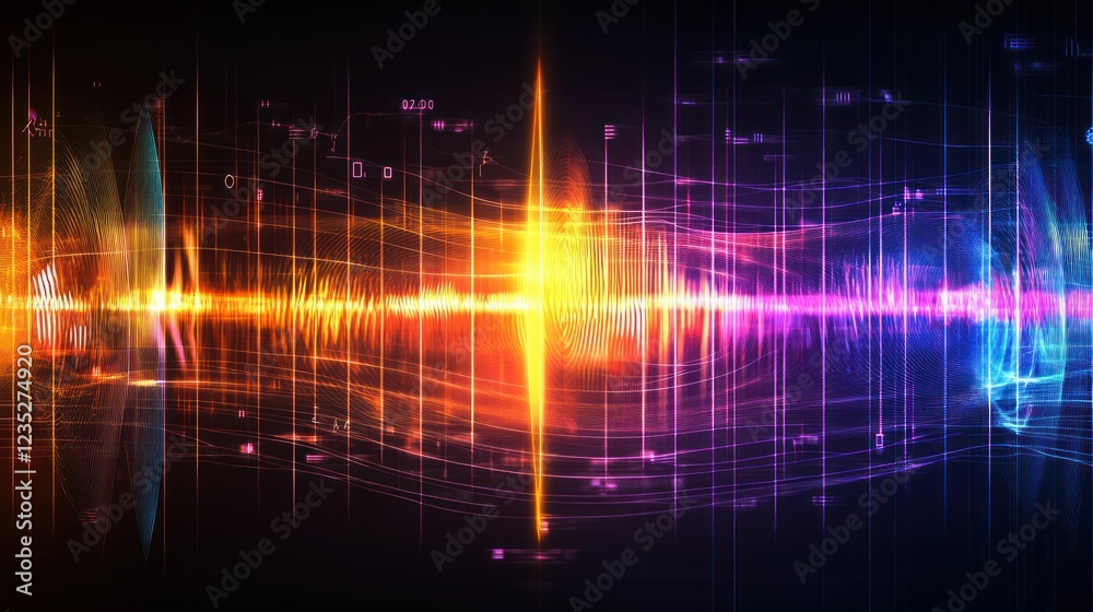 Poster Abstract Colorful Waveform Digital Art Visualization