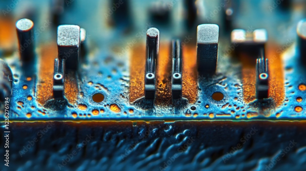 Aufkleber closeup view of circuit board components detail