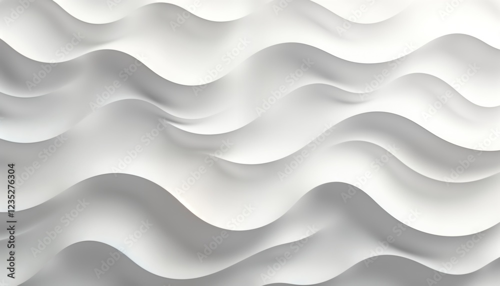 Poster Stylish minimalist white wave pattern. Abstract design with smooth flowing lines. Seamless background. Ideal for modern design projects like wallpaper decor. Clean look, elegant aesthetic. Simple yet